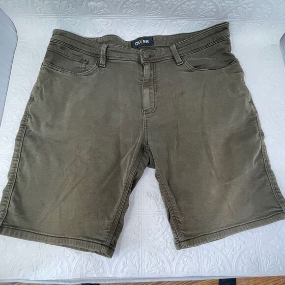 Du/er Gray Stretch Flat Front N2X Relaxed Fit Taper Stretch Chino Shorts Size 38 - Picture 1 of 10